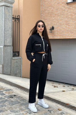 JACKET+SWEATPANTS POCKET WOMAN SET BLACK/ E ZEZE 