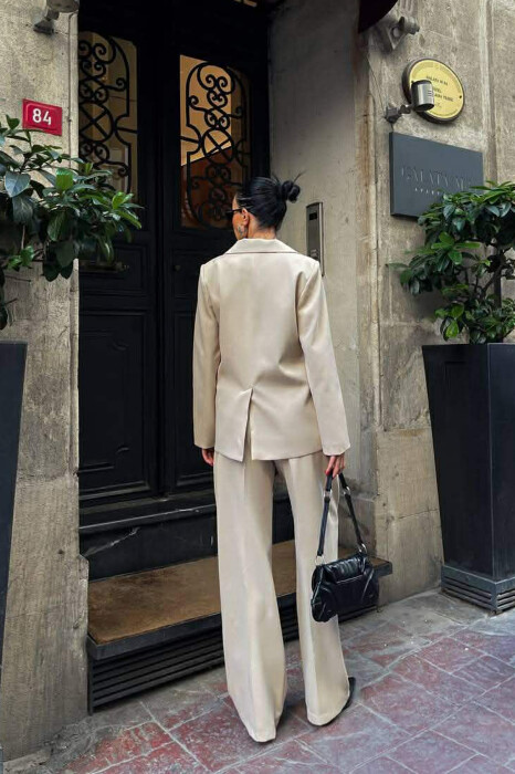 JACKET+TANK TOP+TROUSERS 3 PIECE WOMEN SET BEIGE/BEZHE - 7