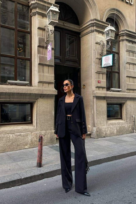 JACKET+TANK TOP+TROUSERS 3 PIECE WOMEN SET BLACK/ E ZEZE - 2