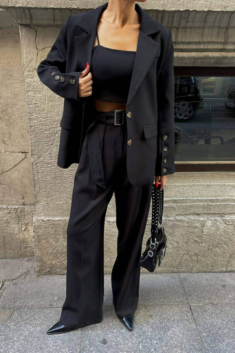 JACKET+TANK TOP+TROUSERS 3 PIECE WOMEN SET BLACK/ E ZEZE - 1