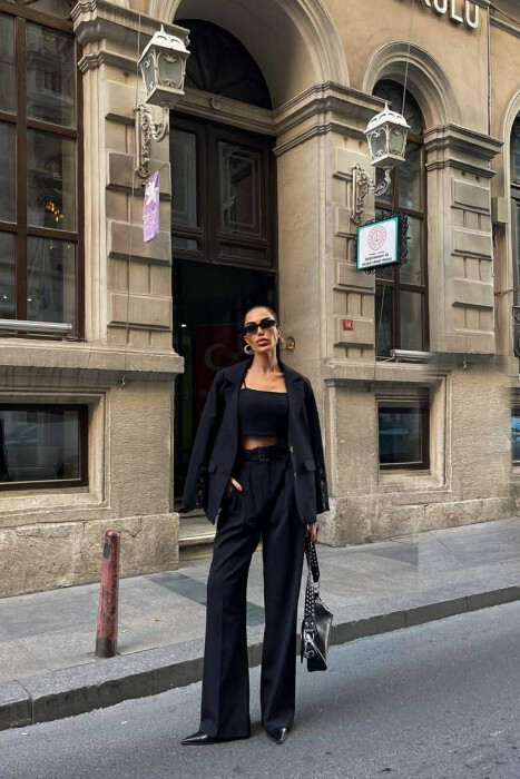 JACKET+TANK TOP+TROUSERS 3 PIECE WOMEN SET BLACK/ E ZEZE - 3