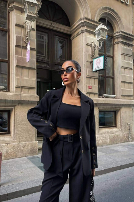 JACKET+TANK TOP+TROUSERS 3 PIECE WOMEN SET BLACK/ E ZEZE - 4