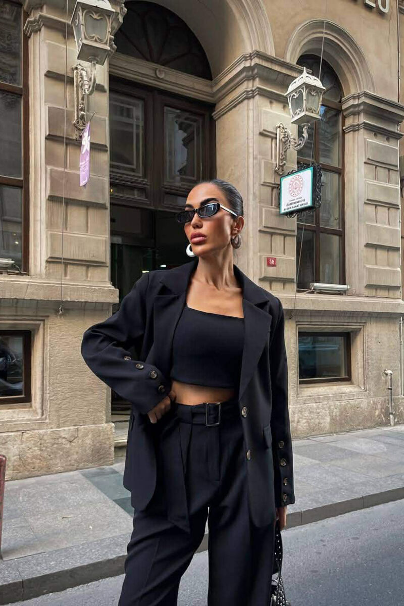 JACKET+TANK TOP+TROUSERS 3 PIECE WOMEN SET BLACK/ E ZEZE - 4