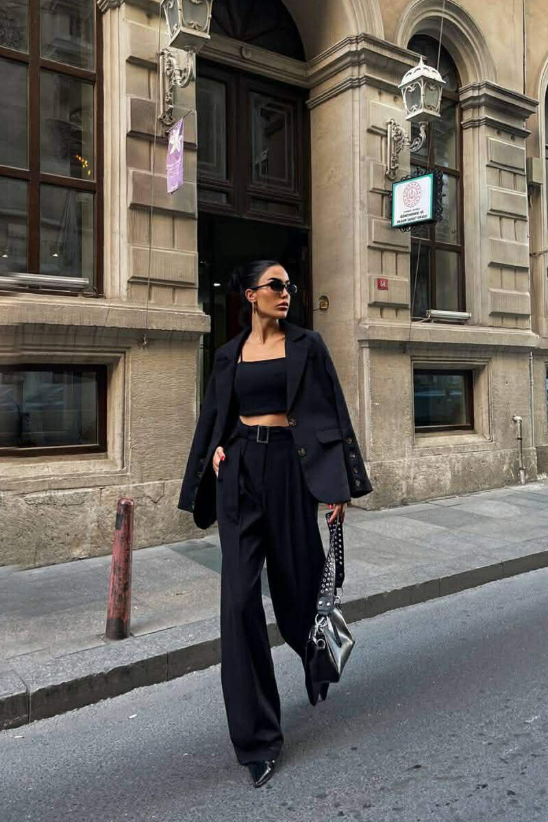 JACKET+TANK TOP+TROUSERS 3 PIECE WOMEN SET BLACK/ E ZEZE - 6