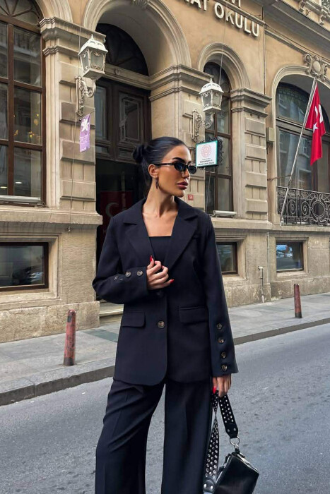 JACKET+TANK TOP+TROUSERS 3 PIECE WOMEN SET BLACK/ E ZEZE - 7