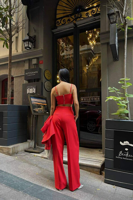 JACKET+TANK TOP+TROUSERS 3 PIECE WOMEN SET RED/E KUQE - 5