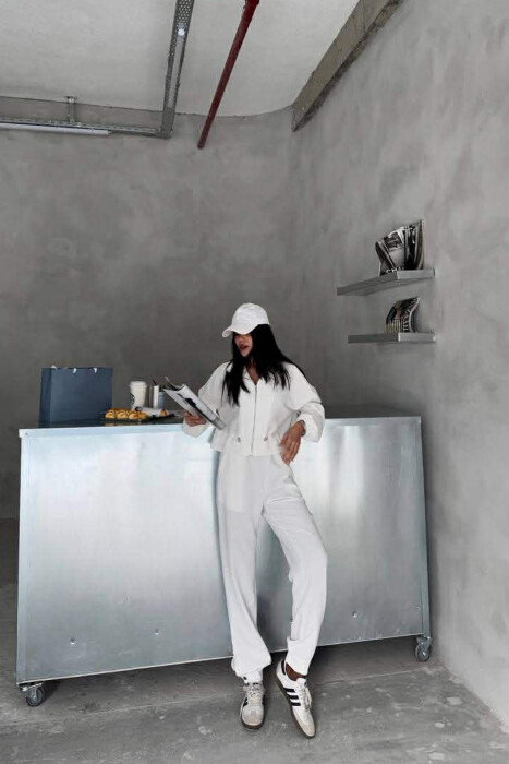 JACKET+TROUSERS ONE COLOR WOMEN SET WHITE-E BARDHE - 3