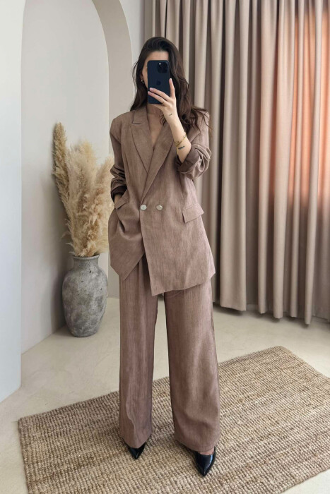 JACKET+TROUSERS SIMPLE WOMEN SET BROWN/KAFE 