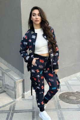 JACKET+TROUSERS WOMAN TWO PIECE SETS DARK BLUE/BEE 