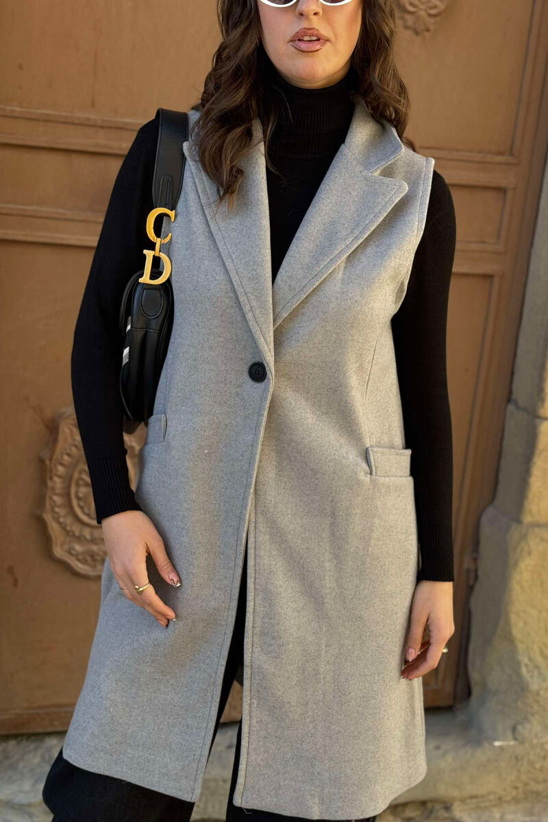 LONG ONE COLOR WOMEN VEST GREY/GRI - 1