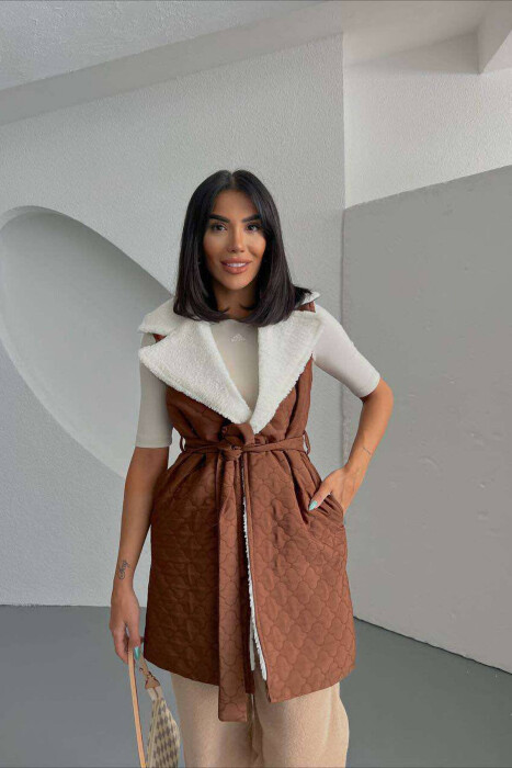 JELEK I NGROHTË NJË NGJYRËSH PËR FEMRA NË NGJYRËN KAFE - 1