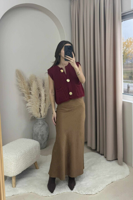 JELEK I THJESHTË ME KOPSA GOLD PËR FEMRA NË NGJYRË VISHNJË - 1