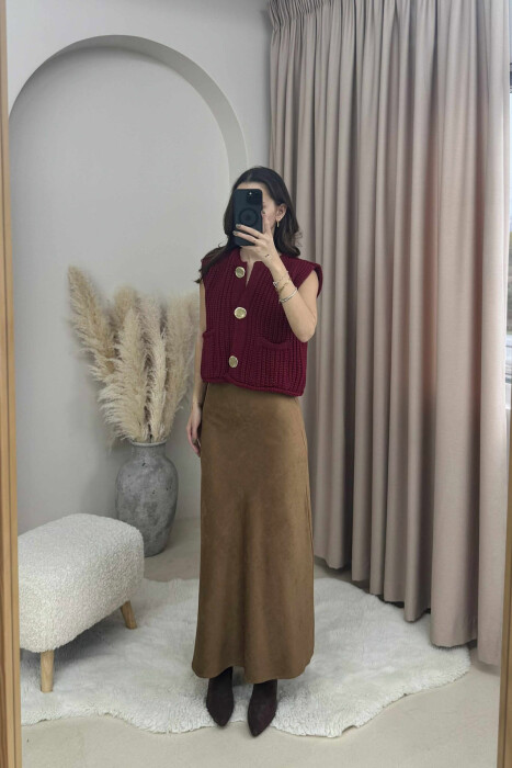 JELEK I THJESHTË ME KOPSA GOLD PËR FEMRA NË NGJYRË VISHNJË - 2