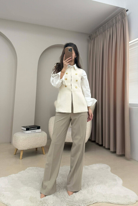 JEKLEK I THJESHTE NJE NGJYRESH ME DETAJIN E KOPSAVE GOLD PER FEMRA NE NGJYRE KREM - 3