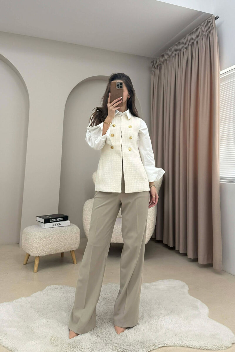 JEKLEK I THJESHTE NJE NGJYRESH ME DETAJIN E KOPSAVE GOLD PER FEMRA NE NGJYRE KREM - 3