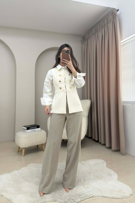 JEKLEK I THJESHTE NJE NGJYRESH ME DETAJIN E KOPSAVE GOLD PER FEMRA NE NGJYRE KREM - 4