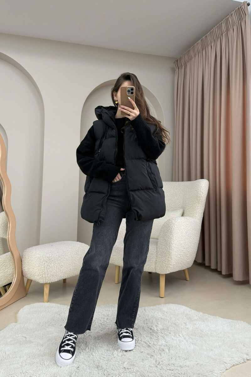 JELEK I THJESHTE NJE NGJYRESH ME KAPUÇ PER FEMRA NE NGJYRE TE ZEZE - 5