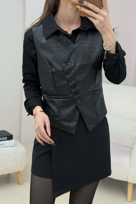 JELEK LEKURE ME DETAJIN E BUTONAVE PER FEMRA NE NGJYRE TE ZEZE - 2