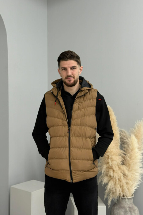 JELEK ME KAPUC DHE XHEPA ME ZINXHIR PËR MESHKUJ NË NGJYRËN KAFE TË ZBARDHUR - 4