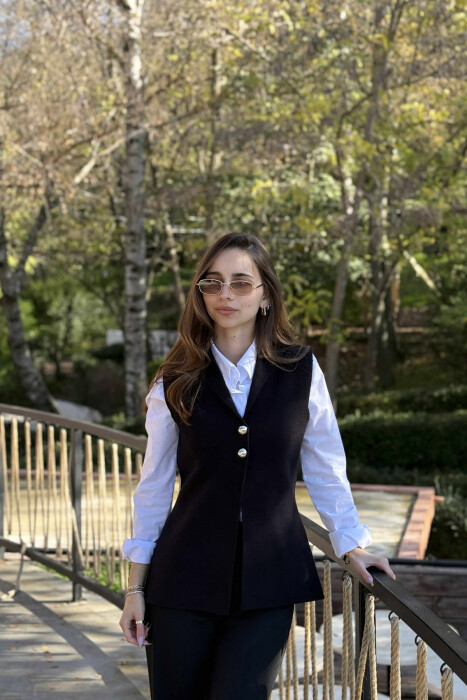 JELEK NJË NGJYRËSH ME DY BUTONA PËR FEMRA NË NGJYRË TË ZEZË - 3