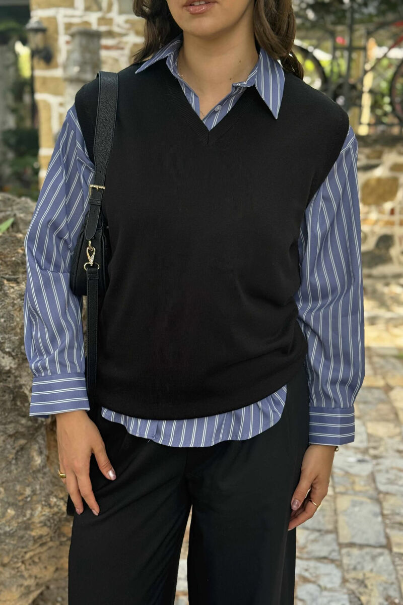 JELEK NJË NGJYRËSH ME JAKE V PËR FEMRA NË NGJYRË TË ZEZË - 2