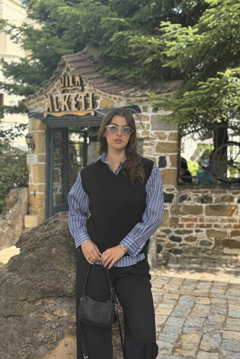 JELEK NJË NGJYRËSH ME JAKE V PËR FEMRA NË NGJYRË TË ZEZË - 5