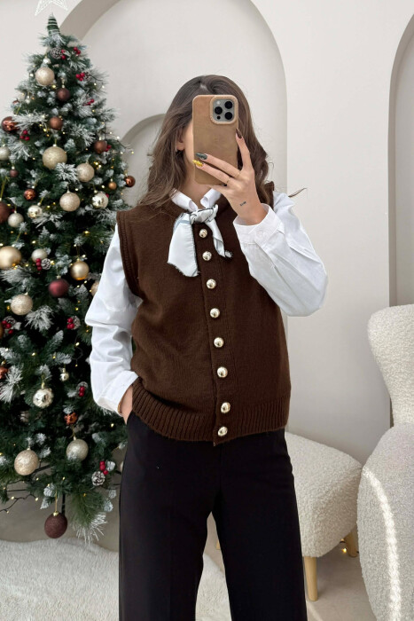 JELEK NJË NGJYRËSH PA MËNGË ME KOPSA PËR FEMRA NË NGJYRË KAFE - 2