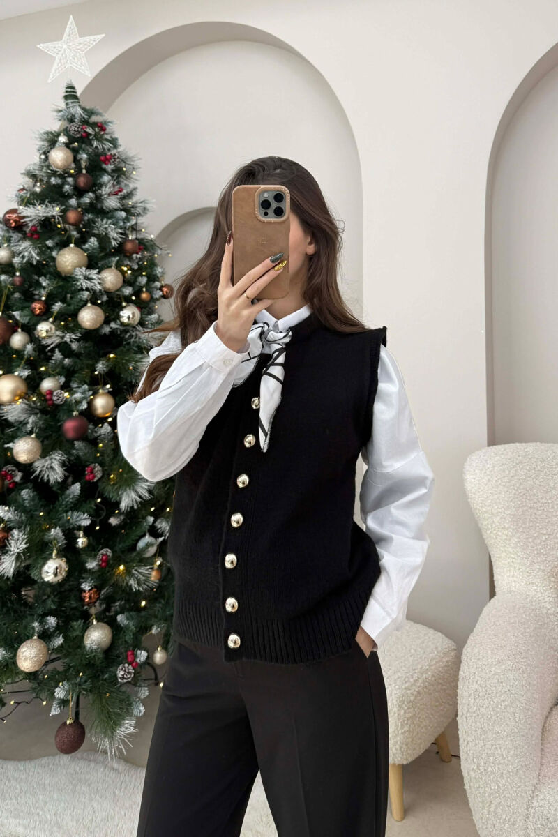 JELEK NJË NGJYRËSH PA MËNGË ME KOPSA PËR FEMRA NË NGJYRË TË ZEZË - 2