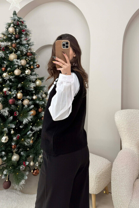 JELEK NJË NGJYRËSH PA MËNGË ME KOPSA PËR FEMRA NË NGJYRË TË ZEZË - 3