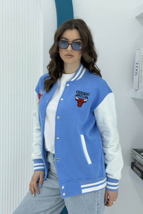JORDAN 23 FLUFFY BOMBER WOMEN JACKET LIGHTBLUE/BZ 