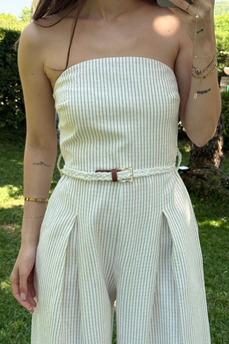 JUMPSUIT BUST ME DETAJIN E RRIPIT PËR FEMRA NË NGJYRËN BEZHË - 4