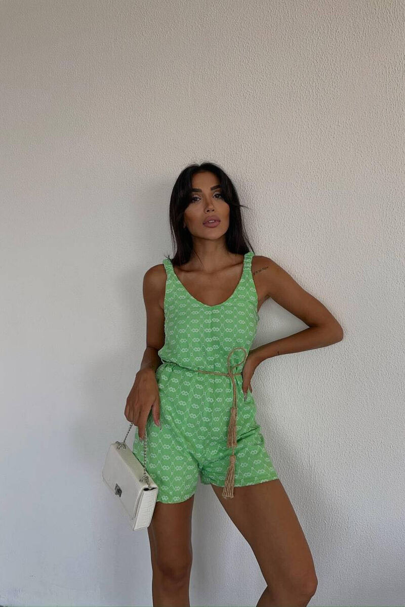 JUMPSUIT ME DETAJIN E LIDHSES PËR FEMRA NË NGJYRËN JESHILE E ZBARDHUR - 1