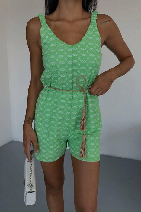 JUMPSUIT ME DETAJIN E LIDHSES PËR FEMRA NË NGJYRËN JESHILE E ZBARDHUR - 2