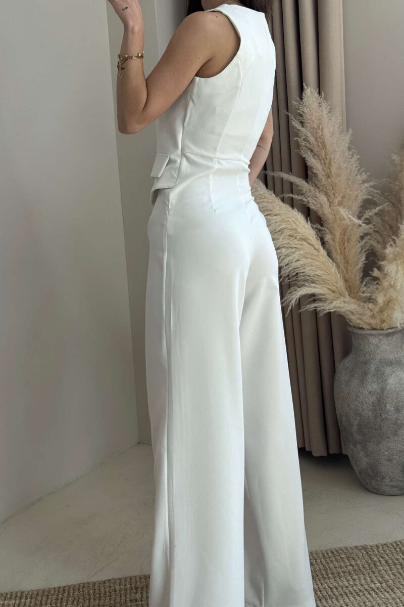 JUMPSUIT NJË NGJYRËSH I THJESHTË PËR FEMRA NË NGJYRËN E BARDHË - 5