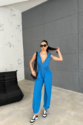 JUMPSUIT SPORTIV ME KAPUÇ PËR FEMRA NË NGJYRËN BLU 