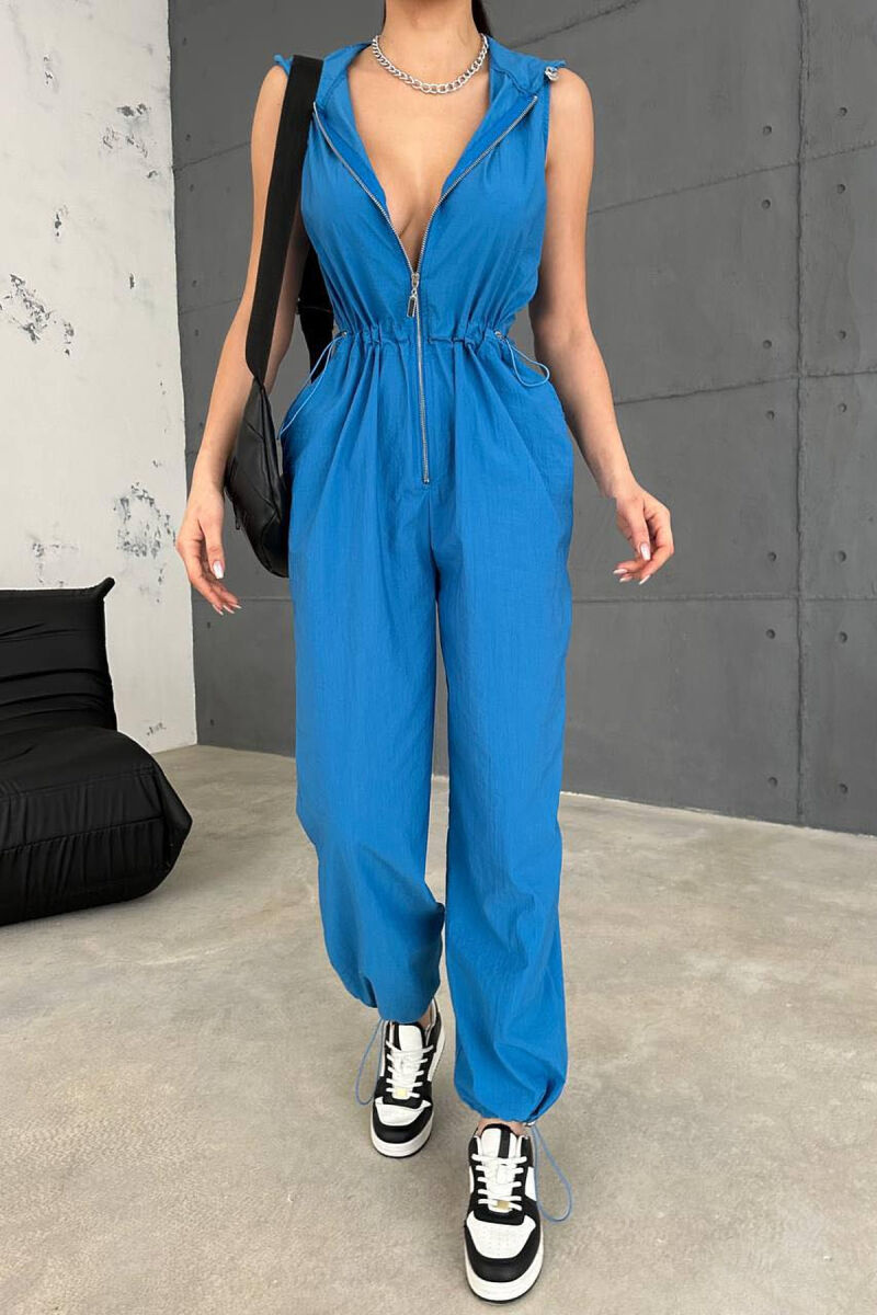 JUMPSUIT SPORTIV ME KAPUÇ PËR FEMRA NË NGJYRËN BLU - 2