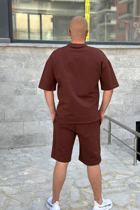 JUST YOURSELF ROUND NECK SIMPLE COTTON MEN SET BROWN/KAFE - 2