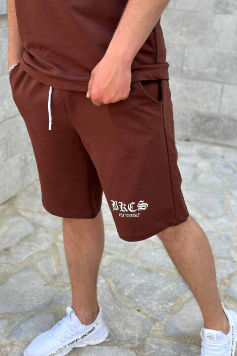 JUST YOURSELF ROUND NECK SIMPLE COTTON MEN SET BROWN/KAFE - 5