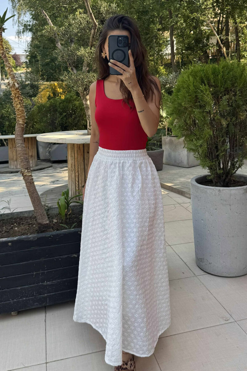 KANATIERE NJË NGJYRËSHE ELASTIKE PËR FEMRA NË NGJYRË TË KUQE - 6