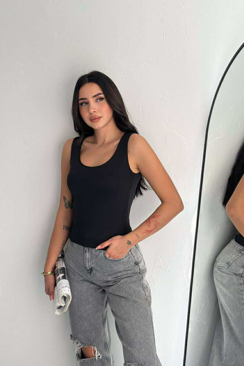 KANATIERE NJË NGJYRËSHE ELASTIKE PËR FEMRA NË NGJYRËN E ZEZË - 4