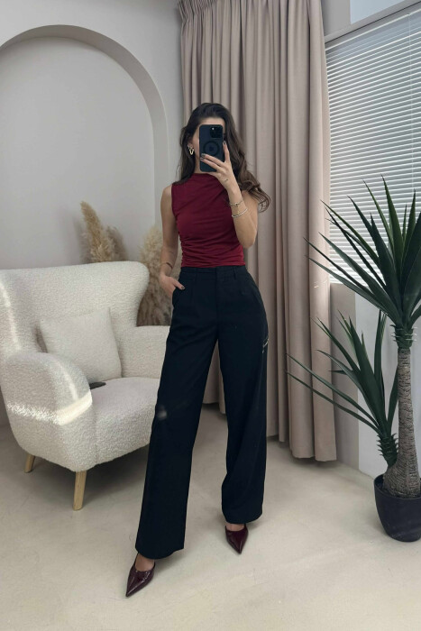 KANATJERE E THJESHTË NJË NGJYRËSHE PËR FEMRA NË NGJYRË VISHNJË - 2