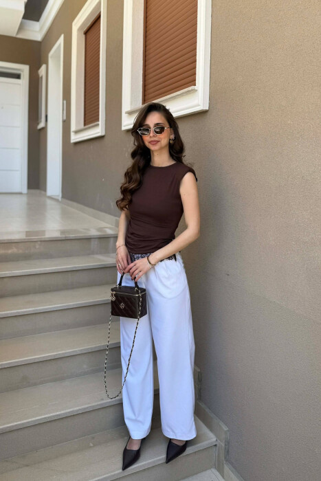 KANATJERE ME DETAJ DANTELLE PER FEMRA NE NGJYRE KAFE - 2