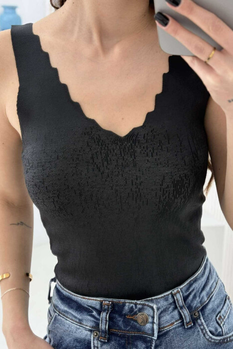 KANATJERE NJË NGJYRËSHE ME SHKËLQIM PËR FEMRA NË NGJYRËN E ZEZË - 4