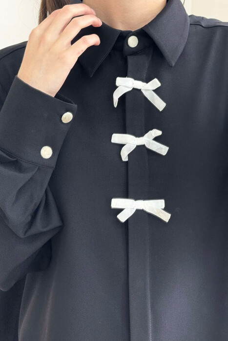 KËMISHË E THJESHTË ME DETAJIN E FJONGOVE PËR FEMRA NË NGJYRËN E ZEZË - 4