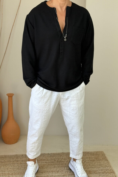 KËMISHË E THJESHTË ME JAKE V PËR MESHKUJ NË NGJYRËN E ZEZË - 1