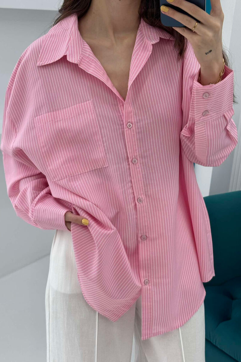 KËMISHË E THJESHTË ME VIJA PËR FEMRA NË NGJYRËN ROZË - 4
