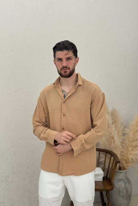 KEMISHE E THJESHTE NJE NGJYRESHE PER MESHKUJ NE NGJYRE KAFE TE ZBARDHUR - 1