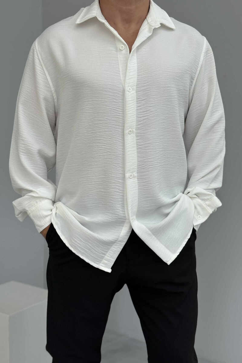 KËMISHË E THJESHTË NJË NGJYRËSHE PËR MESHKUJ NË NGJYRËN E BARDHË - 3