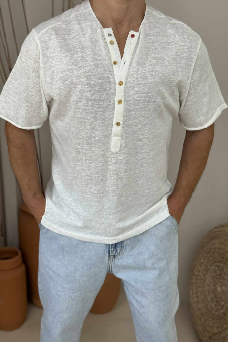 KËMISHË E THJESHTË PËR MESHKUJ ME DETAJIN E BUTONAVE NË NGJYRËN E BARDHË - 2