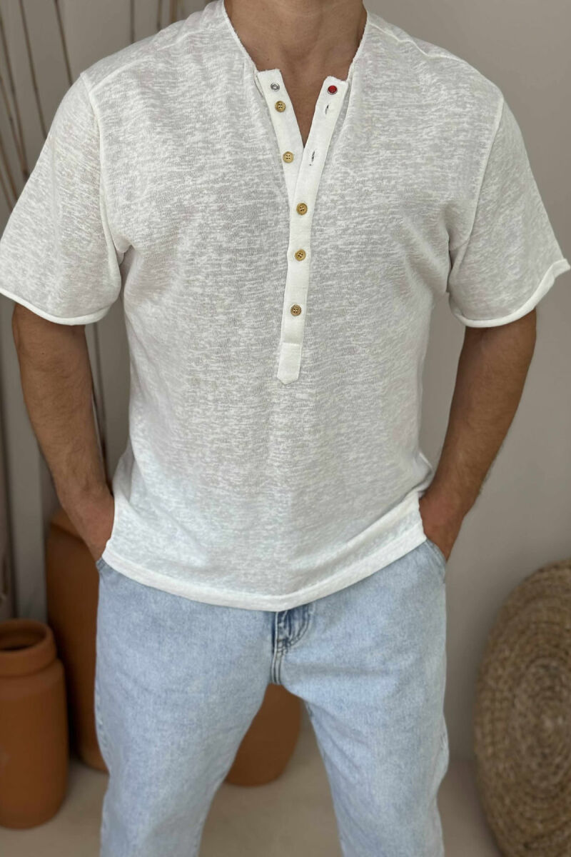 KËMISHË E THJESHTË PËR MESHKUJ ME DETAJIN E BUTONAVE NË NGJYRËN E BARDHË - 2